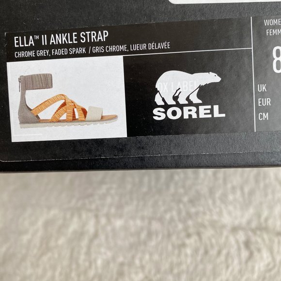 Sorel Ella II Ankle Strap Women's Sandals, Gray/Orange, Size 8 - Picture 2 of 9